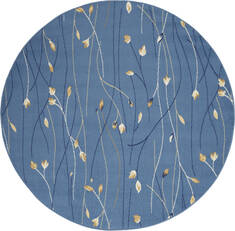 Nourison Grafix Blue Round 4 ft and Smaller Polypropylene Carpet 141251