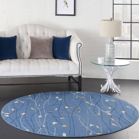 Nourison Grafix Blue Round 53 X 53 Area Rug 805-141252 Image 5