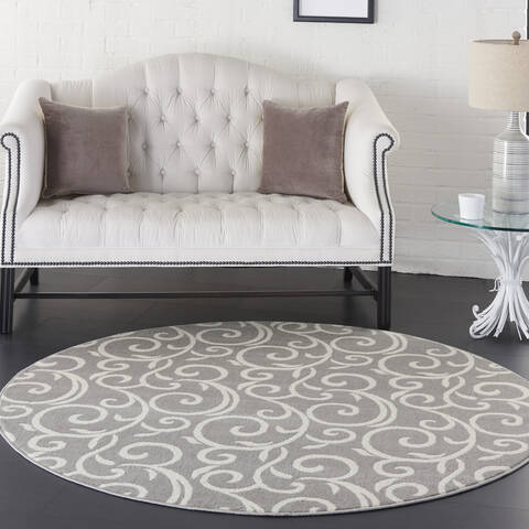 Nourison Grafix Grey Round 53 X 53 Area Rug 805-141262 Image 5