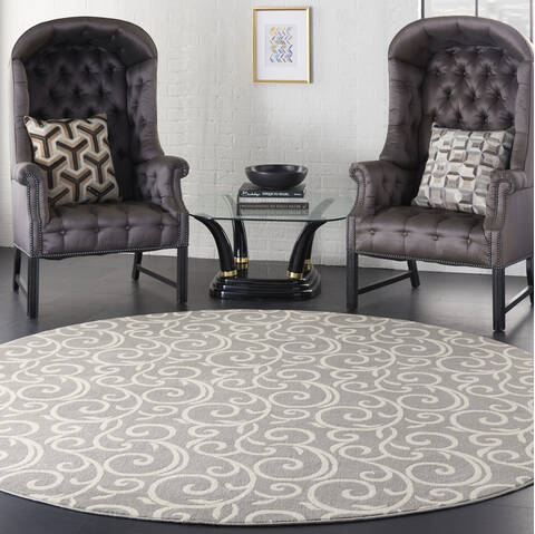Nourison Grafix Grey Round 80 X 80 Area Rug 805-141264 Image 3