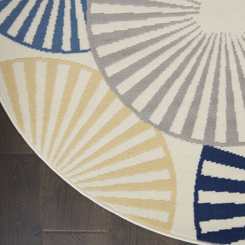 Nourison Grafix White Round 80 X 80 Area Rug 805-141276 Image 1
