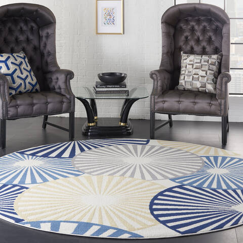 Nourison Grafix White Round 80 X 80 Area Rug 805-141276 Image 5