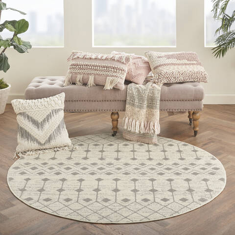Nourison Grafix Beige Round 53 X 53 Area Rug 805-141290 Image 3