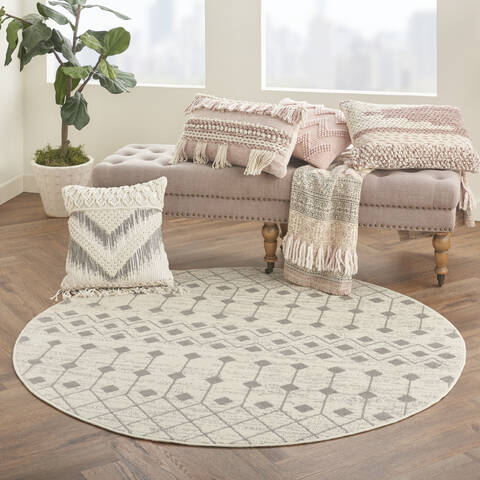 Nourison Grafix Beige Round 53 X 53 Area Rug 805-141290 Image 5