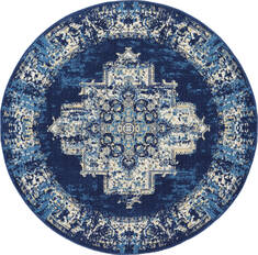 Nourison Grafix Blue Round 4 ft and Smaller Polypropylene Carpet 141339