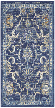 Nourison Grafix Blue Rectangle 2x4 ft Polypropylene Carpet 141349