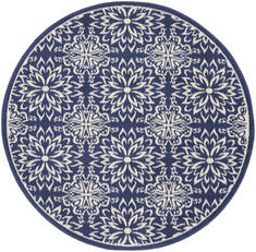 Nourison Jubilant Blue Round 5 to 6 ft Polypropylene Carpet 141421