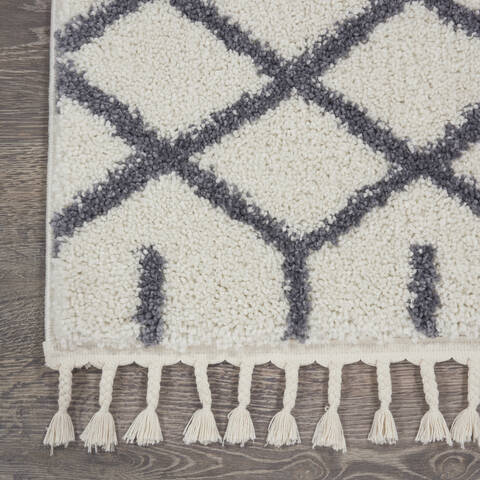 Nourison Moroccan Shag White 22 X 40 Area Rug 805-141791 Image 1