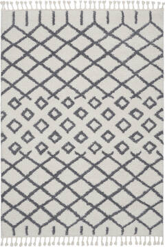 Nourison Moroccan Shag White Rectangle 5x7 ft Polypropylene Carpet 141793