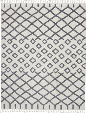 Nourison Moroccan Shag White Rectangle 9x12 ft Polypropylene Carpet 141796