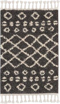 Nourison Moroccan Shag Grey Rectangle 2x4 ft Polypropylene Carpet 141797