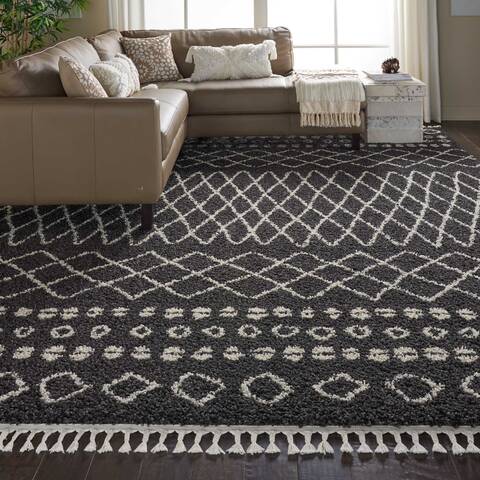 Nourison Moroccan Shag Grey 93 X 129 Area Rug 805-141802 Image 3