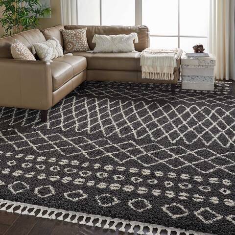 Nourison Moroccan Shag Grey 93 X 129 Area Rug 805-141802 Image 5