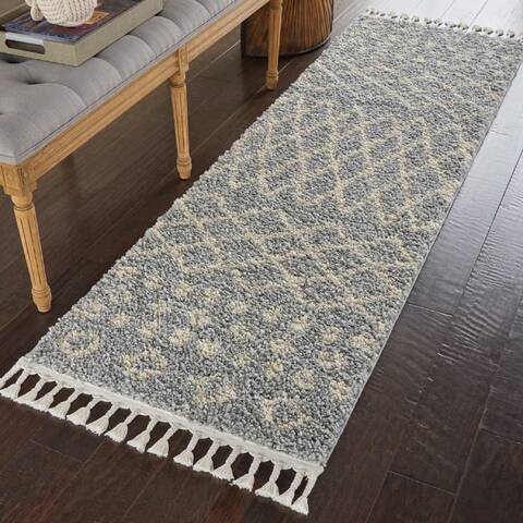 Nourison Moroccan Shag Grey Runner 22 X 81 Area Rug 805-141804 Image 3
