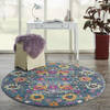 Nourison Passion Blue Round 40 X 40 Area Rug  805-141947 Thumb 3