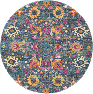 Nourison Passion Blue Round 4 ft and Smaller Polypropylene Carpet 141947