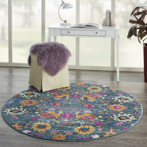 Nourison Passion Blue Round 53 X 53 Area Rug 805-141948 Image 5