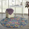 Nourison Passion Blue Round 53 X 53 Area Rug 805-141948 Thumb 5