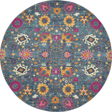 Nourison Passion Blue Round 7 to 8 ft Polypropylene Carpet 141949