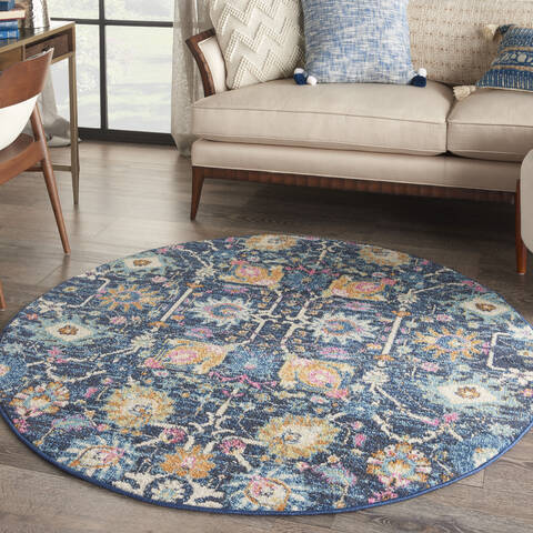 Nourison Passion Blue Round 40 X 40 Area Rug 805-141962 Image 3