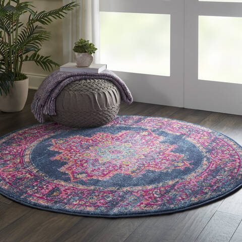 Nourison Passion Blue Round 40 X 40 Area Rug 805-141967 Image 4