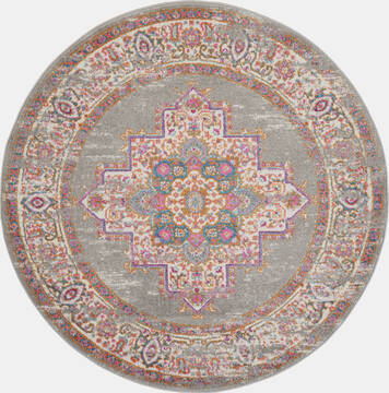 Nourison Passion Grey Round 4'0" X 4'0" Area Rug  805-141971