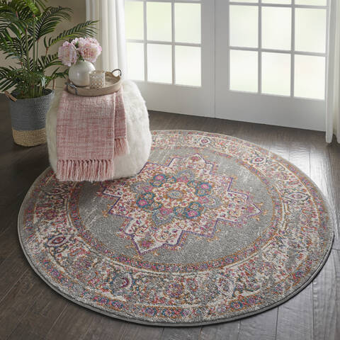 Nourison Passion Grey Round 53 X 53 Area Rug 805-141972 Image 5