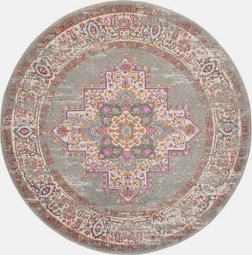 Nourison Passion Grey Round 5 to 6 ft Polypropylene Carpet 141972