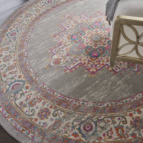 Nourison Passion Grey Round 80 X 80 Area Rug 805-141973 Image 4