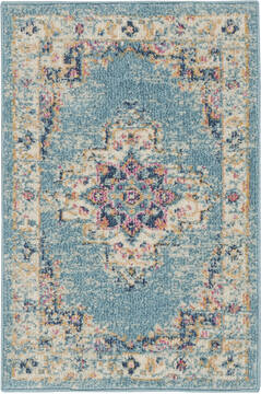 Nourison Passion Blue Rectangle 2x3 ft Polypropylene Carpet 141975