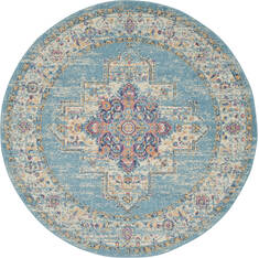 Nourison Passion Blue Round 4 ft and Smaller Polypropylene Carpet 141979