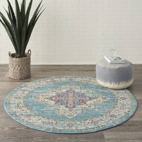 Nourison Passion Blue Round 53 X 53 Area Rug 805-141980 Image 3