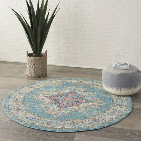 Nourison Passion Blue Round 53 X 53 Area Rug 805-141980 Image 5