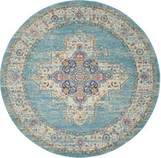 Nourison Passion Blue Round 7 to 8 ft Polypropylene Carpet 141983