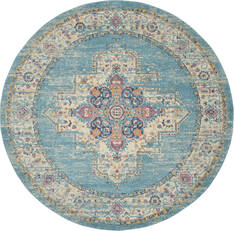 Nourison Passion Blue Round 7 to 8 ft Polypropylene Carpet 141983