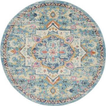 Nourison Passion Beige Round 5 to 6 ft Polypropylene Carpet 142105