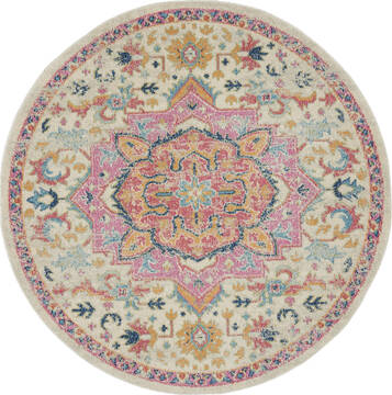 Nourison Passion Beige Round 4 ft and Smaller Polypropylene Carpet 142113