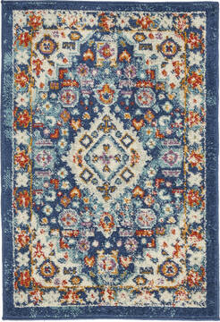 Nourison Passion Blue Rectangle 2x3 ft Polypropylene Carpet 142137