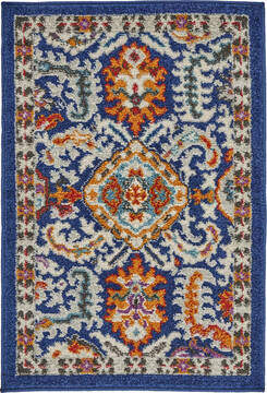 Nourison Passion Blue Rectangle 2x3 ft Polypropylene Carpet 142162