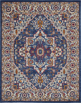 Nourison Passion Blue Rectangle 8x10 ft Polypropylene Carpet 142176