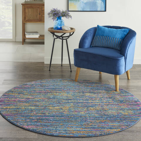 Nourison Passion Blue Round 53 X 53 Area Rug 805-142201 Image 3
