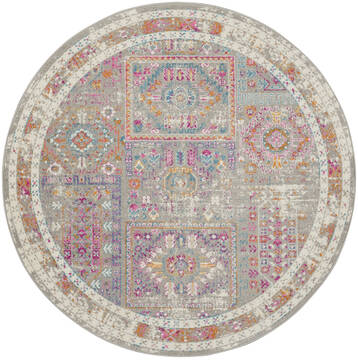 Nourison Passion Grey Round 4 ft and Smaller Polypropylene Carpet 142222