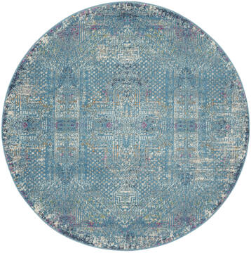Nourison Passion Blue Round 4 ft and Smaller Polypropylene Carpet 142234