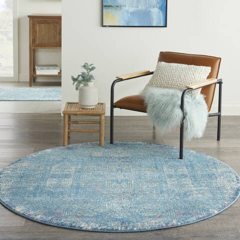 Nourison Passion Blue Round 53 X 53 Area Rug 805-142236 Image 3