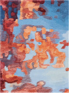 Nourison Prismatic Blue Rectangle 2x3 ft Lucxelle Carpet 142427