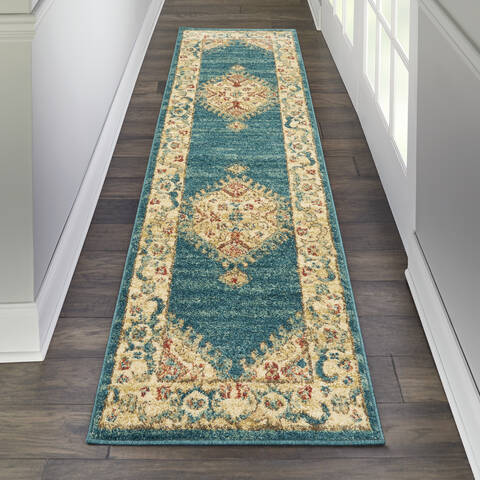 Nourison Traditional Vintage Blue Runner 22 X 76 Area Rug 805-142808 Image 3
