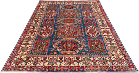 Kazak Blue Hand Knotted 82 X 101 Area Rug 700-143421 Image 1