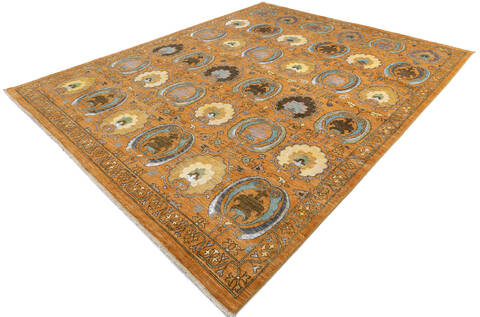 Chobi Yellow Hand Knotted 81 X 102 Area Rug 700-143428 Image 2
