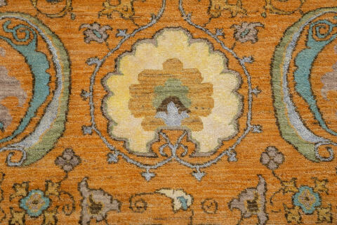 Chobi Yellow Hand Knotted 81 X 102 Area Rug 700-143428 Image 5