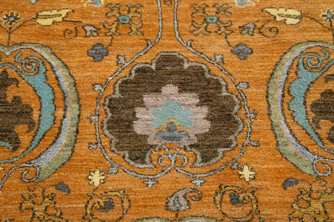 Chobi Yellow Hand Knotted 81 X 102 Area Rug 700-143428 Image 6